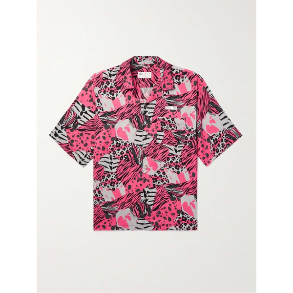  4SDESIGNS Camp-Collar Printed Satin Shirt 1647597292258572