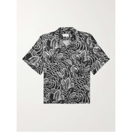 4SDESIGNS Camp-Collar Logo-Appliqued Floral-Print Crepe Shirt 1647597292258537