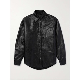 4SDESIGNS Croc-Effect Faux Leather Overshirt 1647597311215796