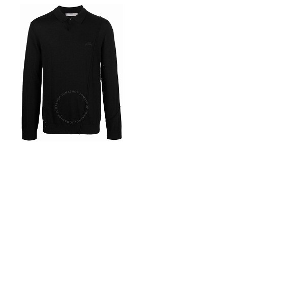  A Cold Wall Mens Black Long Sleeve Merino Wool Polo Shirt ACWMK028 Black