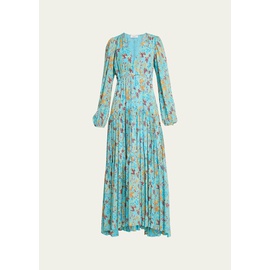 A.L.C. Annie Pleated Silk A-Line Maxi Dress 4531130