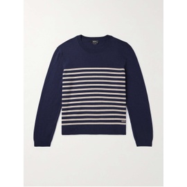 아페쎄 A.P.C. Matthew Striped Logo-Embroidered Cashmere and Cotton-Blend Sweater 1647597323956073