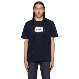 아페쎄 A.P.C. Navy Printed T-Shirt 232252M212012