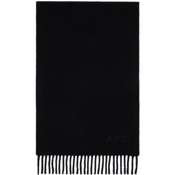  아페쎄 A.P.C. Black Ambroise Embroidered Scarf 241252M150011