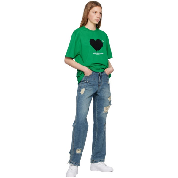  아더에러 ADER error Green Flocked T-Shirt 231039F110025