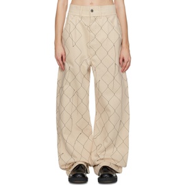 AIREI Beige Embroidered Jeans 232460F069000