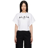알라이아 ALAIA White Printed T-Shirt 231483F110011