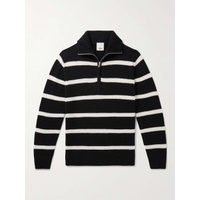 ALLUDE Striped Wool and Cashmere-Blend Half-Zip Sweater 1647597319029553