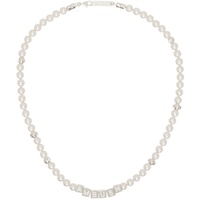 앰부쉬 AMBUSH Silver & White Pearl Letterblock Necklace 241820M145001