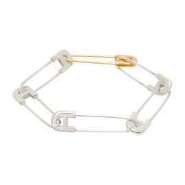 앰부쉬 AMBUSH Silver & Gold A Safety Pin Link Bracelet 241820M142001