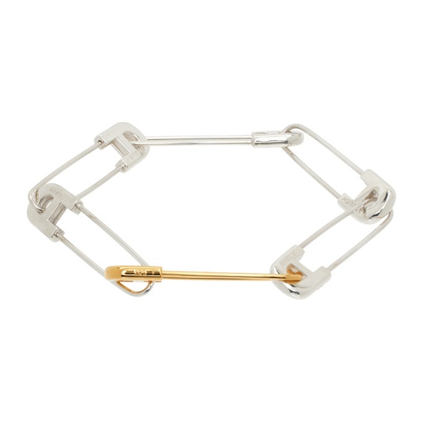  앰부쉬 AMBUSH Silver & Gold A Safety Pin Link Bracelet 241820M142001