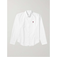 AMI PARIS Button-Down Collar Logo-Embroidered Cotton Oxford Shirt 1647597313791204