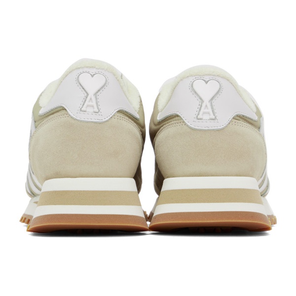  Ami Paris Khaki & White Ami Rush Sneakers 232482F128003