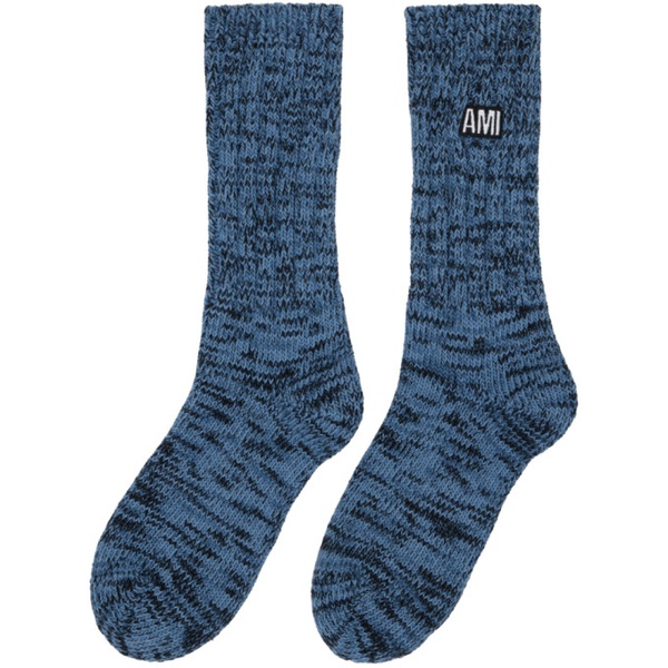  AMI Paris Blue Marled Socks 232482M220019