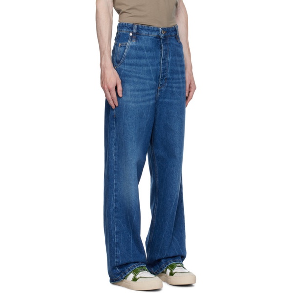  AMI Paris Blue Baggy Fit Jeans 232482M186000