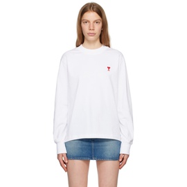 Ami Paris White Ami De Coeur Long Sleeve T-Shirt 231482F110030