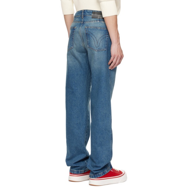  AMI Paris Blue Straight-Fit Jeans 231482M186009