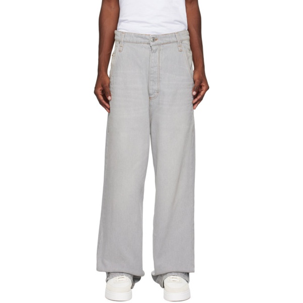  AMI Paris Gray Baggy Fit Jeans 232482M186005