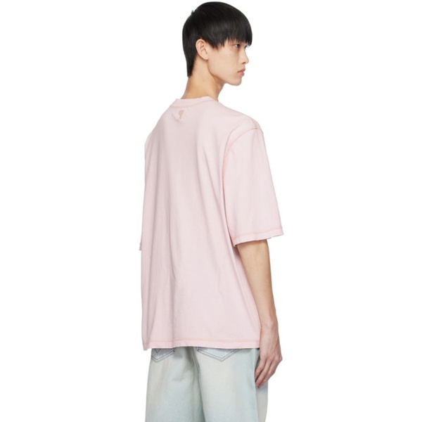  AMI Paris Pink Fade Out T-Shirt 232482M213017