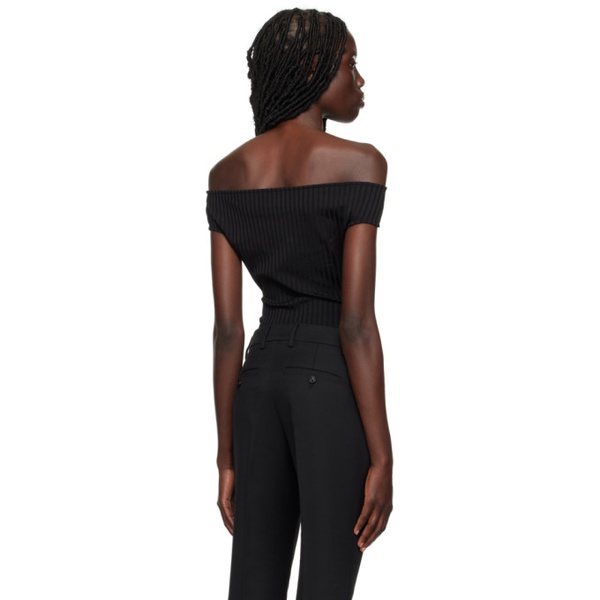  AMI Paris Black Bare Shoulder Bodysuit 231482F358000