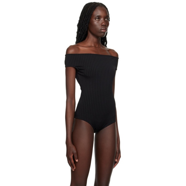  AMI Paris Black Bare Shoulder Bodysuit 231482F358000