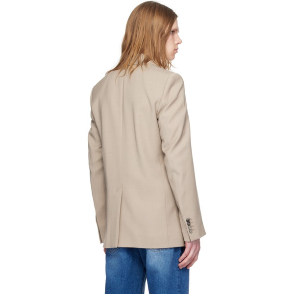  AMI Paris Taupe Double-Breasted Blazer 241482M195000