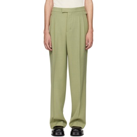 AMI Paris Green Pleated Trousers 241482M191020