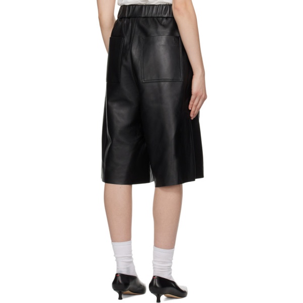  AMI Paris Black Bermuda Leather Shorts 241482F088014