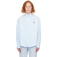 AMI Paris Blue Boxy-Fit Shirt 241482M192026