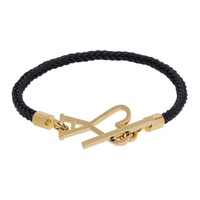 Ami Paris Black & Gold Ami de Coeur Cord Bracelet 241482M142002