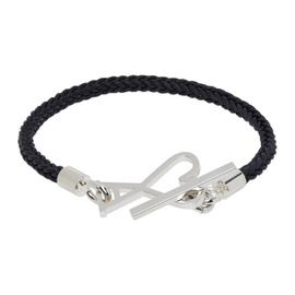 Ami Paris Black & Silver Ami de Coeur Cord Bracelet 241482F020002
