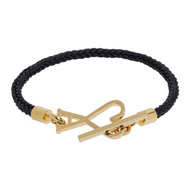 Ami Paris Black & Gold Ami de Coeur Cord Bracelet 241482F020003