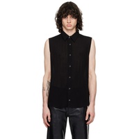AMI Paris Black Spread Collar Shirt 241482M192036