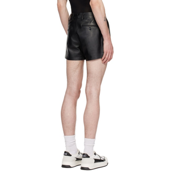  AMI Paris Black Four-Pocket Leather Shorts 241482M193009