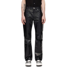 AMI Paris Black Straight Fit Leather Pants 241482M189000