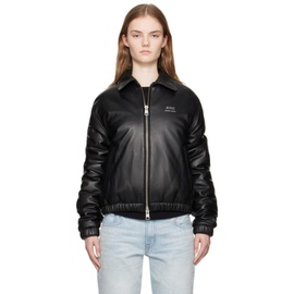 AMI Paris Black Padded Leather Jacket 241482F064001