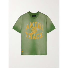 아미리 AMIRI Track Logo-Flocked Cotton-Jersey T-Shirt 1647597323682341