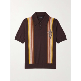아미리 AMIRI Striped Wool and Cotton-Blend Polo Shirt 1647597323682717