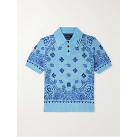 아미리 AMIRI Logo-Embroidered Paisley-Jacquard Fleece Polo Shirt 1647597323682391