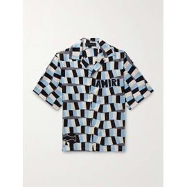 아미리 AMIRI Convertible-Collar Logo-Print Checked Silk-Twill Shirt 1647597323682439