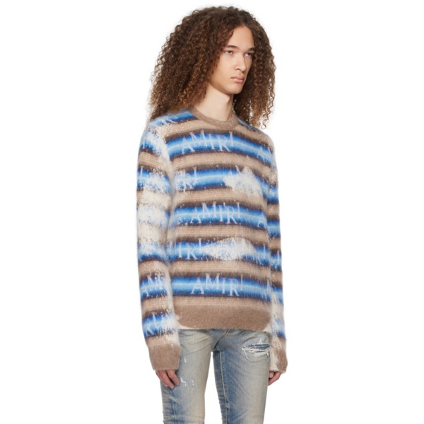  아미리 AMIRI Blue & Brown Staggered Striped Sweater 241886M201003