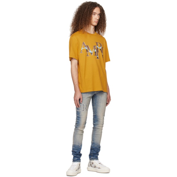  아미리 AMIRI Orange Staggered Chrome T-Shirt 241886M213002