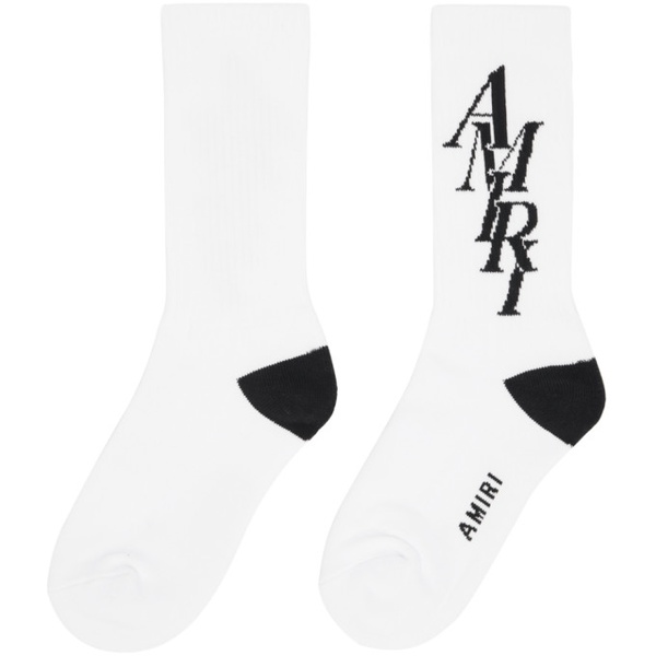  아미리 AMIRI White & Black Stack Socks 241886M220005