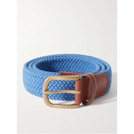 ANDERSON & SHEPPARD 3.5cm Leather-Trimmed Woven Stretch-Cotton Belt 1647597305852125