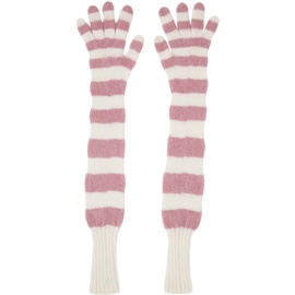 ANDREJ GRONAU SSENSE Exclusive Pink & 오프화이트 Off-White Gloves 232112F012000