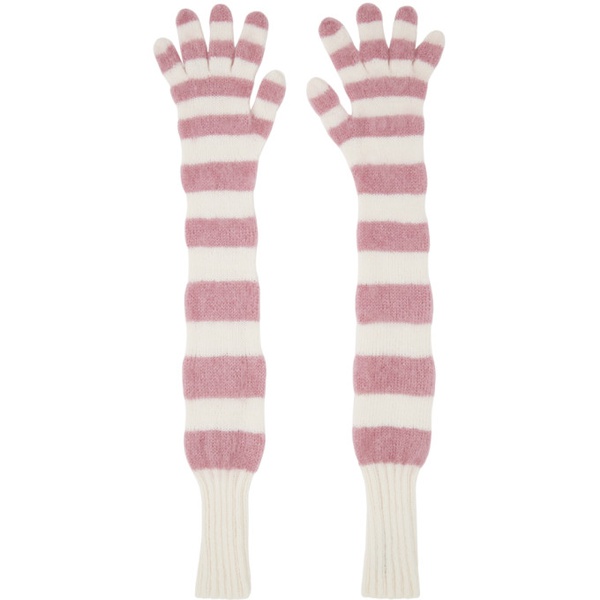  ANDREJ GRONAU SSENSE Exclusive Pink & 오프화이트 Off-White Gloves 232112F012000