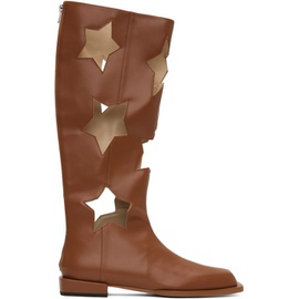 ANDREJ GRONAU SSENSE Exclusive Brown Star Cut Boots 231112M222002