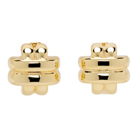 ANINE BING Gold Double Cross Earrings 241092F022004