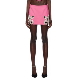 AREA Pink Embroidered Butterfly Miniskirt 232372F090002