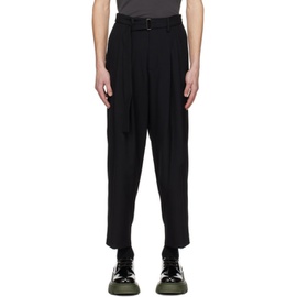 ATTACHMENT Black Tapered Trousers 241705M191002